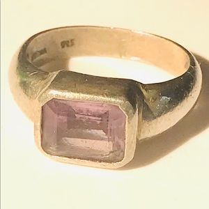 Large amethyst sterling silver bezeled .925 ring